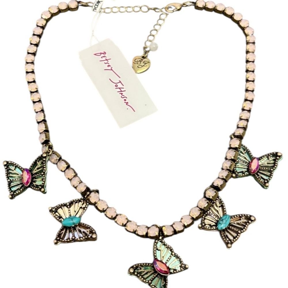 BETSEY JOHNSON Summer Boho Frontal Butterfly Tennis Bib Collar Necklace NEW NWT